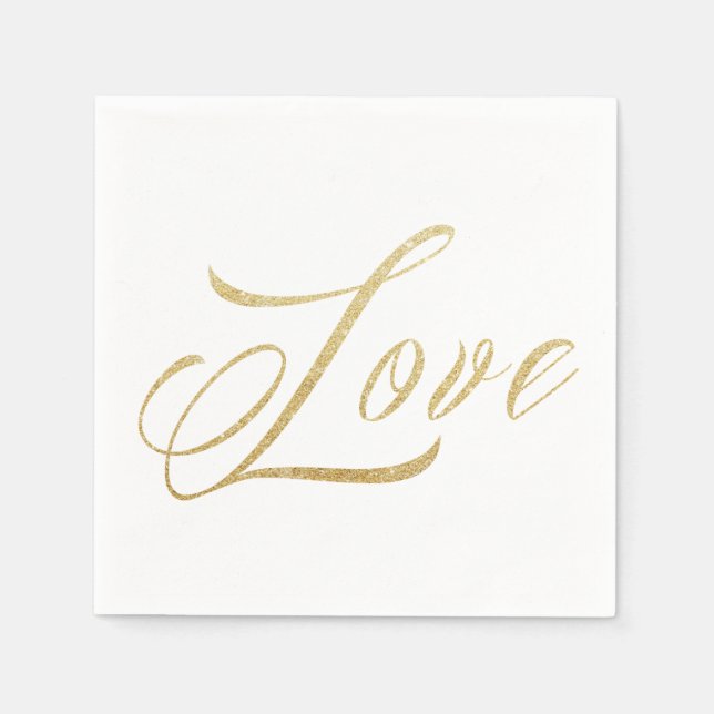 Guardanapo De Papel Dourado Sparkle Love Wedkins Set (Frente)