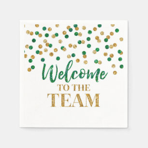 Guardanapo De Papel Dourado Verde Confetti Bem-vindo à Equipe Napkins