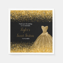 Dourado Vestido Faux Glitter Doce 16 Aniversário