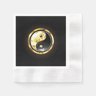 Guardanapo De Papel Dourado Yin Yang a preto