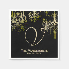 Guardanapo De Papel Dourados candelabros em Black Posh Wedkins Napkins