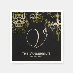 Guardanapo De Papel Dourados candelabros em Black Posh Wedkins Napkins
