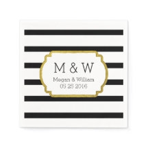 Dourados Napkins com Stripes Brancas