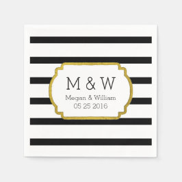 Guardanapo De Papel Dourados Napkins com Stripes Brancas