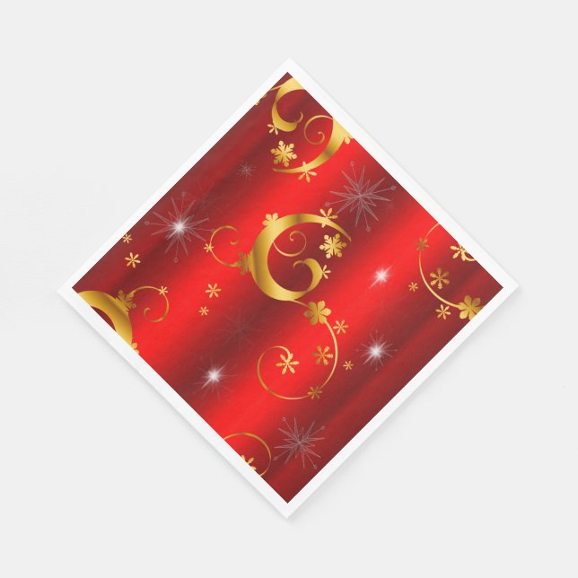 Guardanapo De Papel Dourados picos e estrelas Natal vermelho (Quina)
