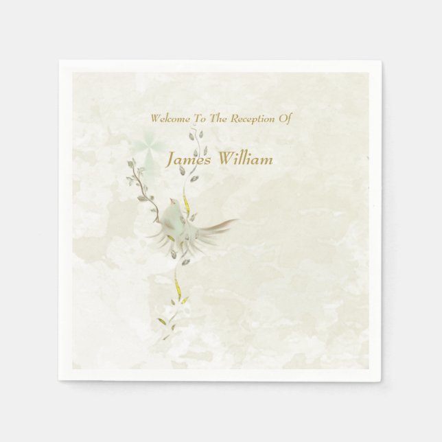 Guardanapo De Papel Dove and golden leaves paper napkins  (Frente)