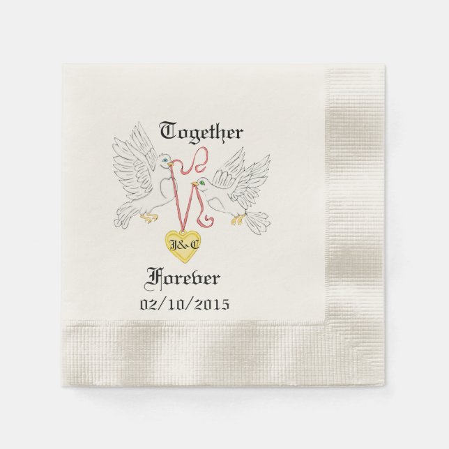 Guardanapo De Papel Doves of Love Personalised Napkins (Frente)