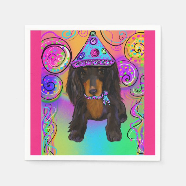 GUARDANAPO DE PAPEL DOXIE PRETO & MARROM DE CABELO COMPRIDO (Frente)