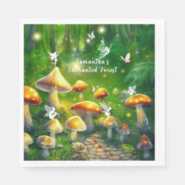 Guardanapo De Papel Doze Encantados Cogumelos da Floresta das Fadas