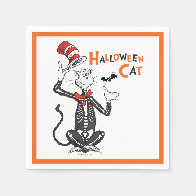 Guardanapo De Papel Dr. Seuss | Gato de Halloween no Chapéu (Frente)