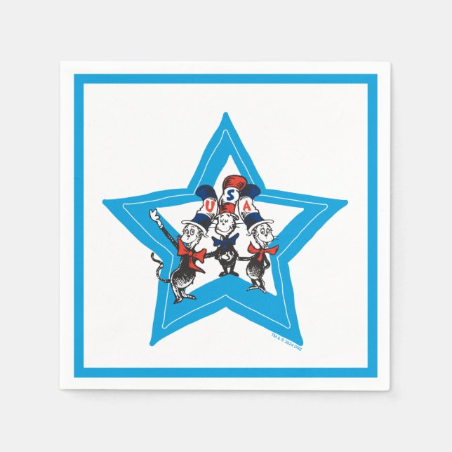 Guardanapo De Papel Dr. Seuss | Gráfico Little Cats USA Hats (Frente)