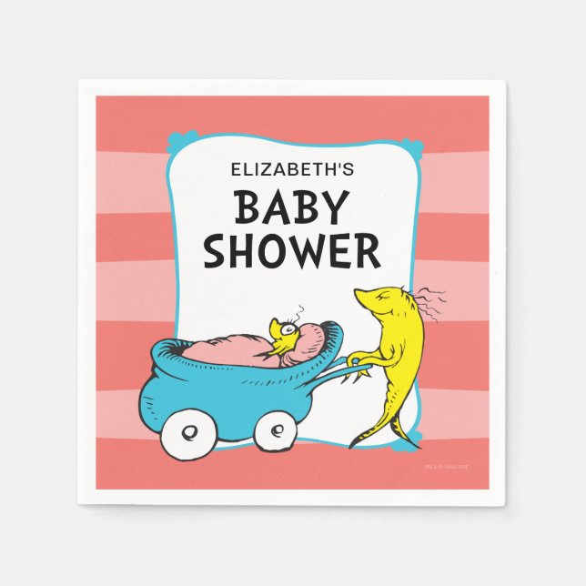 Guardanapo De Papel Dr. Seuss | Um Peixe - Chás de Bebê Menina (Frente)