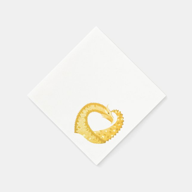 Guardanapo De Papel Dragão amarelo no branco (Canto)