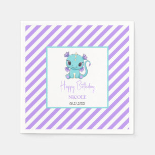 Guardanapo De Papel Dragão-Bebê-Cute Roxo Strips Aniversário