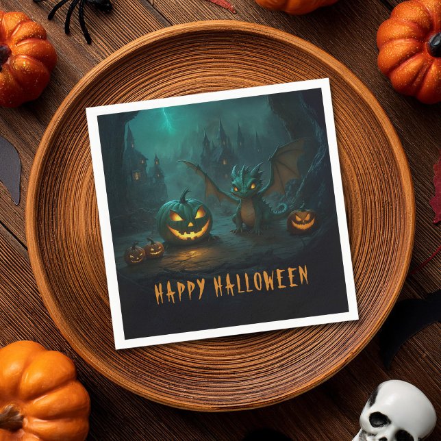 Guardanapo De Papel Dragão Bonito do Halloween com Bombeiros Assustado (Criador carregado)