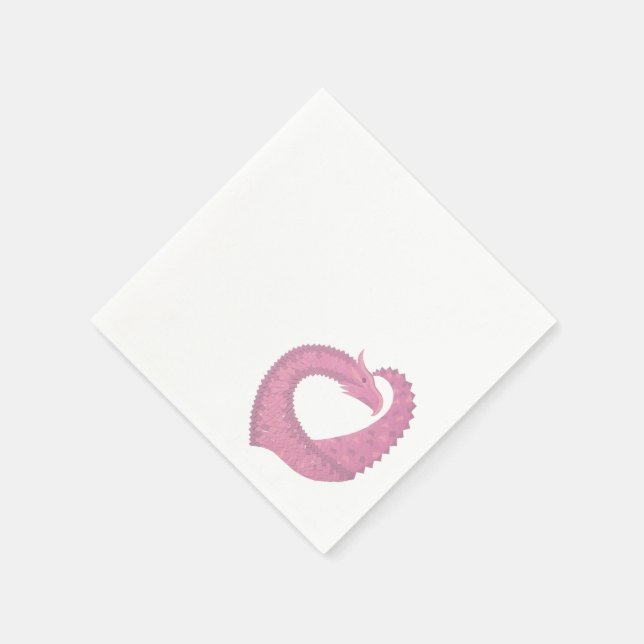 Guardanapo De Papel Dragão cor-de-rosa em branco (Canto)