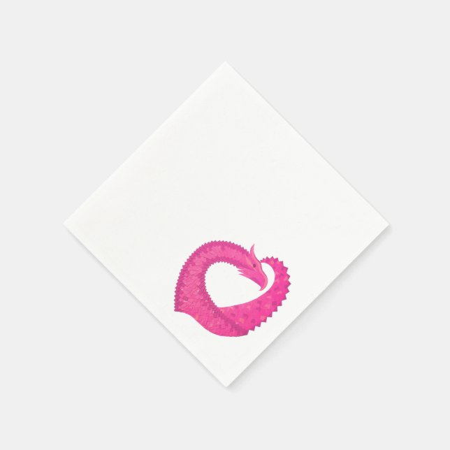 Guardanapo De Papel Dragão-coração rosa-quente em branco (Canto)