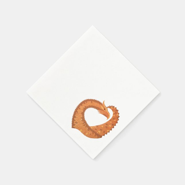 Guardanapo De Papel Dragão laranja queimado em branco (Canto)