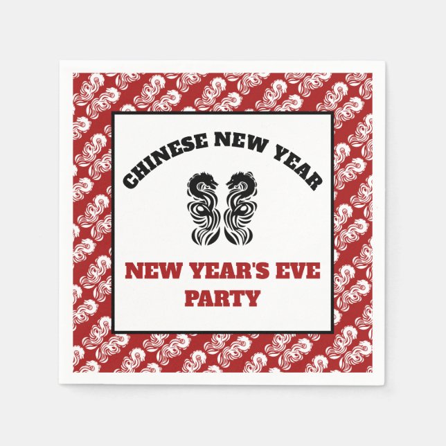 Guardanapo De Papel Dragão Oriental de Ano Novo Chinês (Frente)