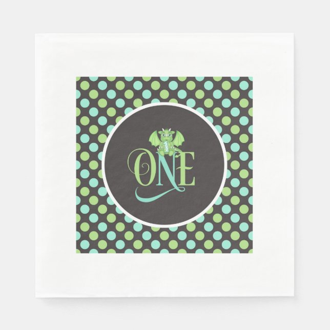 Guardanapo De Papel Dragão primeiro aniversario Napkins - UM (Frente)