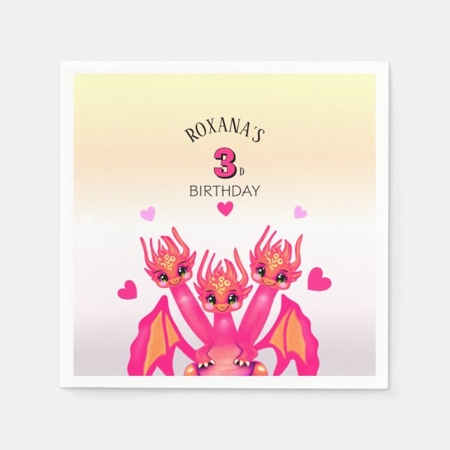 Guardanapo De Papel Dragão rosa (Frente)