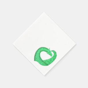Guardanapo De Papel Dragão verde no branco
