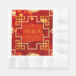 Guardanapo De Papel Dragão Vermelho e Dourado Casamento Roupa Napkins
