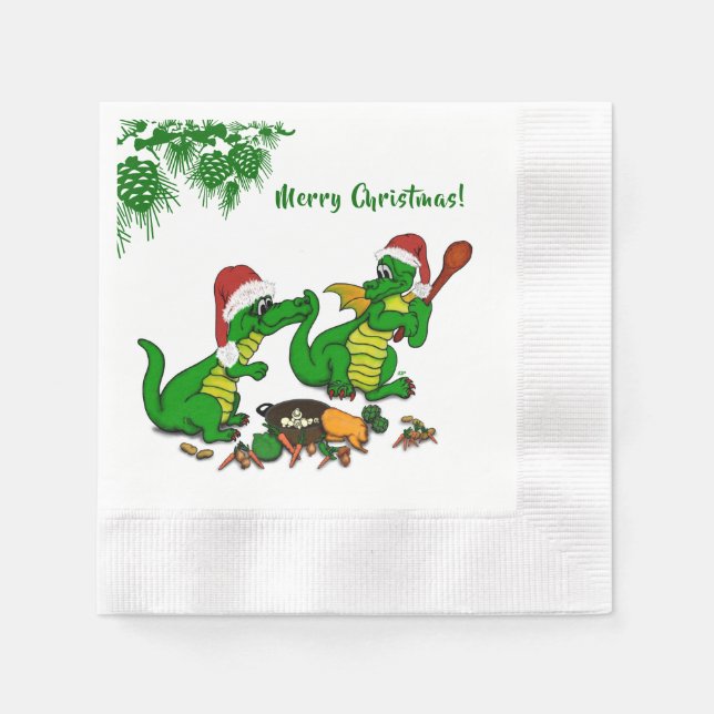 Guardanapo De Papel Dragões - Feliz Natal! - hoje eu vou cozinhar (Frente)