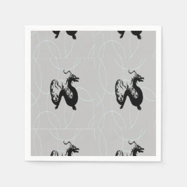 Guardanapo De Papel Dragões negros na cinza