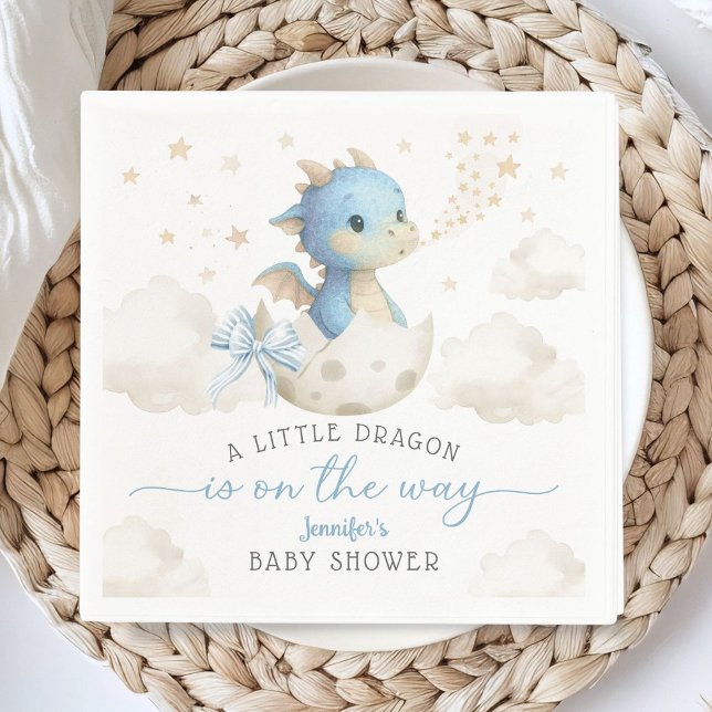 Guardanapo De Papel Dragon Baby Shower Boy Blue Cute Dragon Paper (Criador carregado)