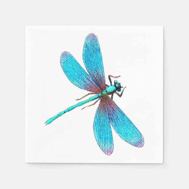 Guardanapo De Papel Dragonfly Azul Brilhante (Frente)
