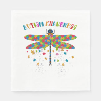 Guardanapo De Papel Dragonfly Colorida Para O Dia Da Consciência Autis