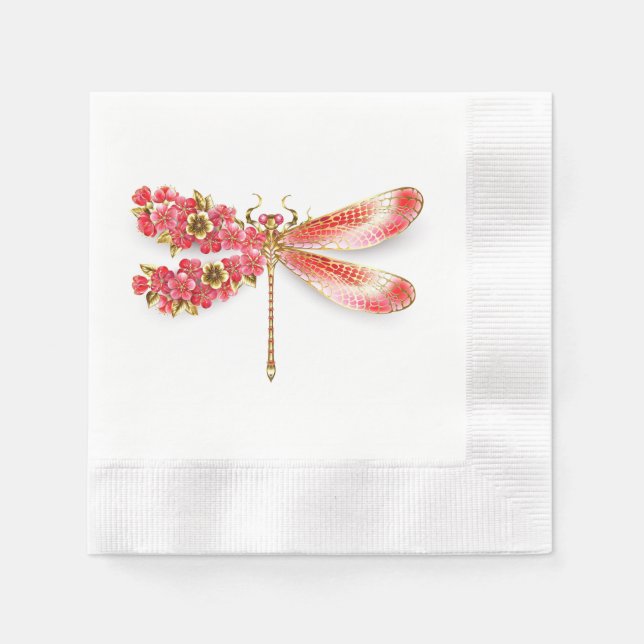 Guardanapo De Papel Dragonfly com joalheria sakura (Frente)
