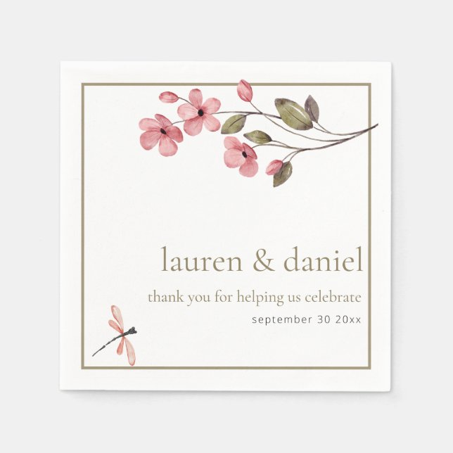 Guardanapo De Papel Dragonfly Dusty Rosa Selvagem Rosa (Frente)