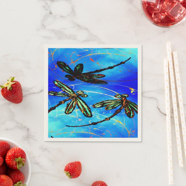 Guardanapo De Papel Dragonfly Flor Elétrico Azul (Insitu)