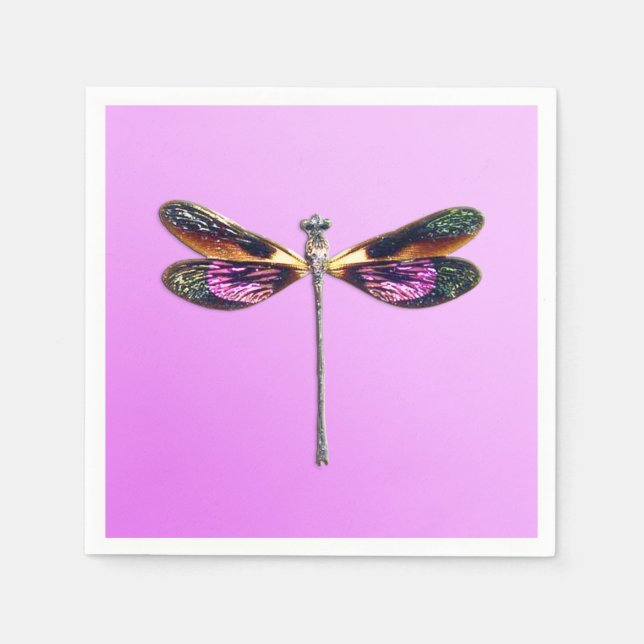 Guardanapo De Papel Dragonfly - prata, ouro, roxo e preto (Frente)