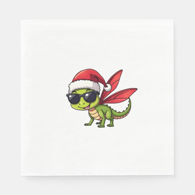Guardanapo De Papel Dragonfly Santa Hat Engraçado Xmas Kids (Frente)