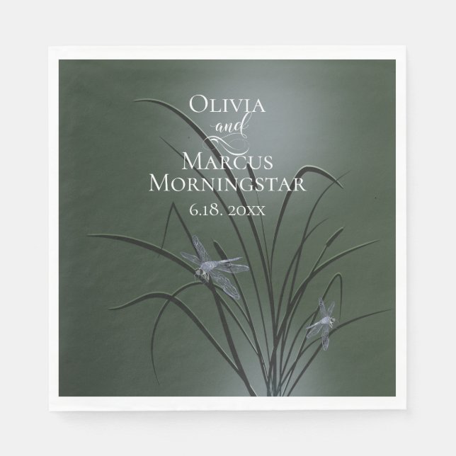 Guardanapo De Papel Dragonfly Verde Roxo (Frente)