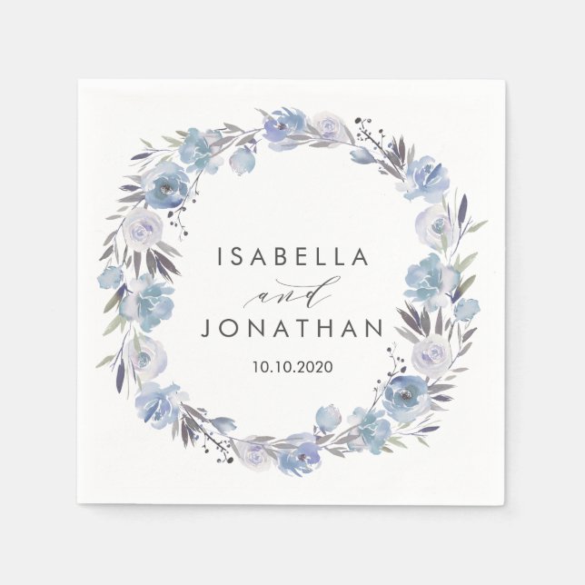 Guardanapo De Papel Dream Blue | Casamento Russo Floral Personalizado (Frente)
