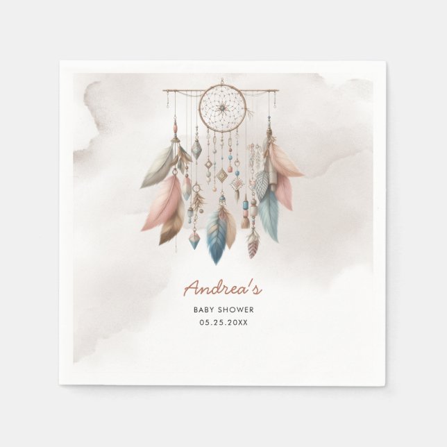 Guardanapo De Papel Dreamcatcher Boho Pastel (Frente)