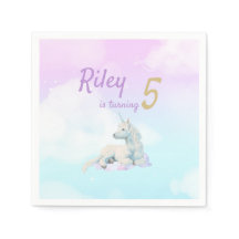 Dreamn Unicorn Girl Birthday Party Napkins