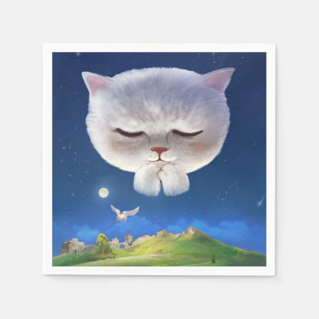 Guardanapo De Papel Dreamnight Sky com Cat (Frente)