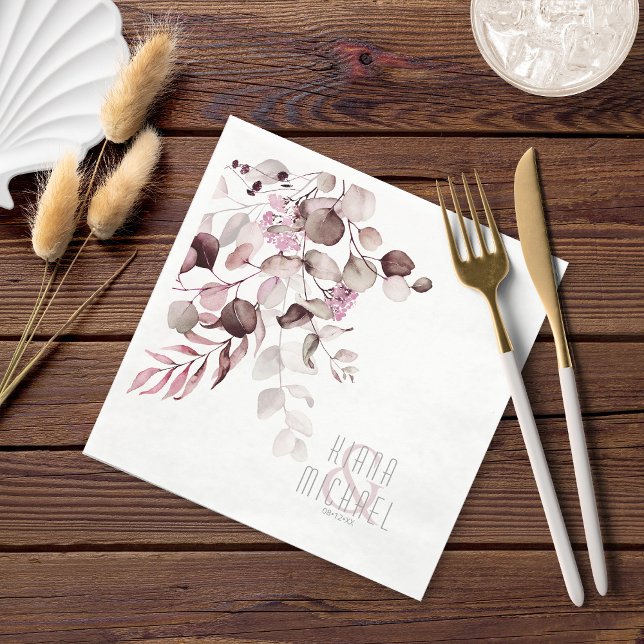 Guardanapo De Papel Dreamy Foliage Wedding V1 Burgundy ID817 (Criador carregado)