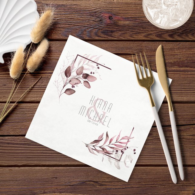 Guardanapo De Papel Dreamy Foliage Wedding V2 Burgundy ID817 (Criador carregado)