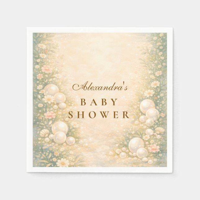 Guardanapo De Papel Dreamy Ocean Pearl Nursery Baby Shower (Frente)