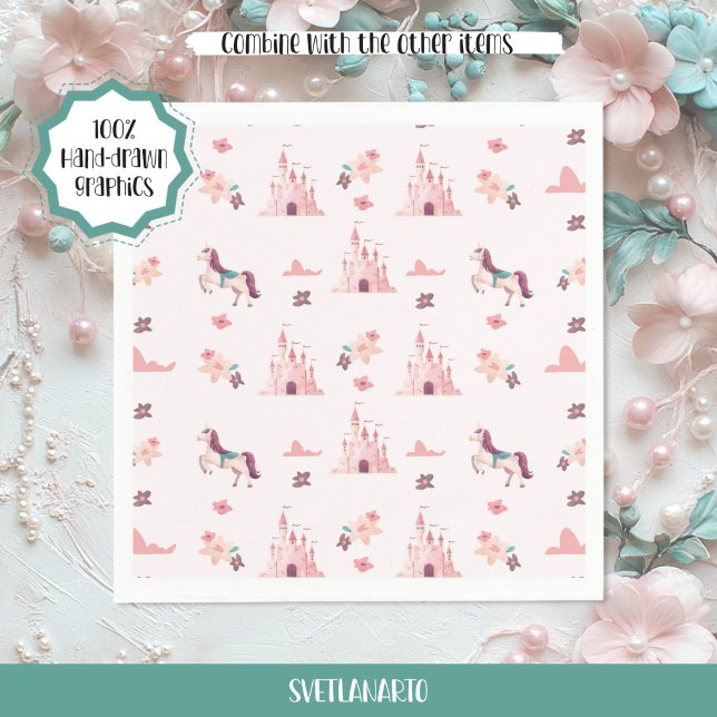 Guardanapo De Papel Dreamy Princess Castle Paper Napkin (Frontal view)