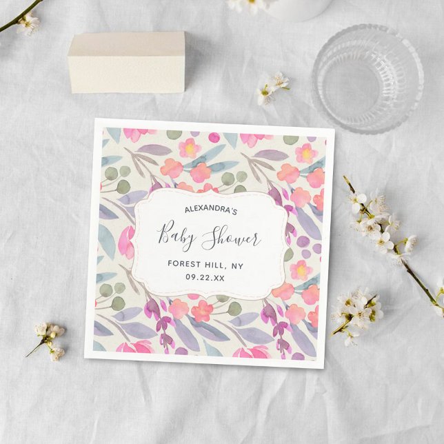Guardanapo De Papel Dreamy Watercolor Floral | Baby Shower (Criador carregado)