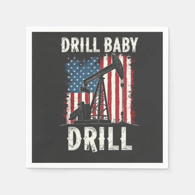 Guardanapo De Papel Drill Baby Drill American Trump Energy Economy (Frente)