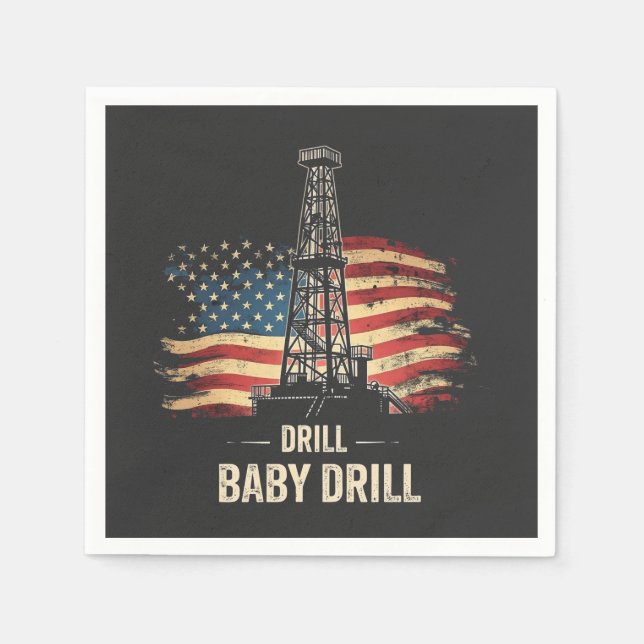 Guardanapo De Papel Drill Baby Drill American Trump Energy Economy (Frente)