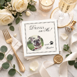 Guardanapo De Papel Drinks on Me Custom Pet Photo Old Money Wedding 